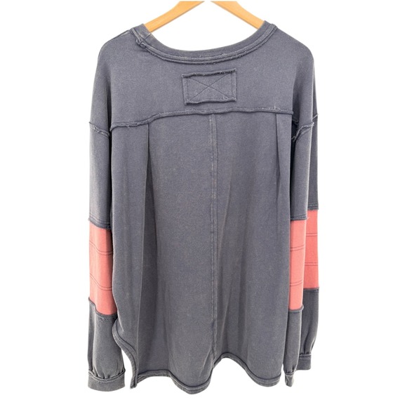 Easel Star Patchwork Grey Pullover Sweater Boho Chic Oversized Casual Relaxed L - Picture 8 of 8